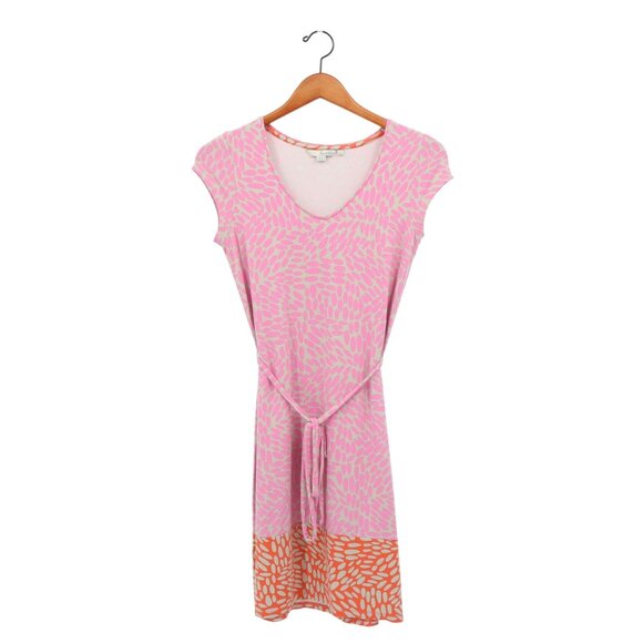 Boden Dresses & Skirts - Boden Jersey Knit Colorblock Pink Orange Printed Belted Dress 6 Petite 6P